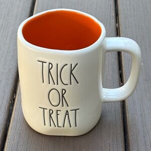 Rae Dunn Halloween Ceramic Mug 'Trick Or Treat' Pumpkins Cream / Orange - New